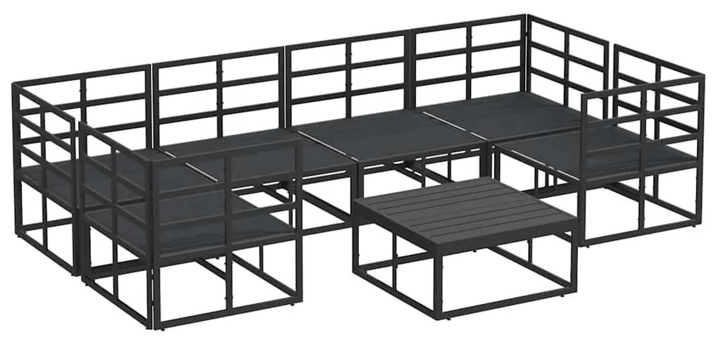 Kerti Kanapé Szett 7 pcs Fekete Alumínium