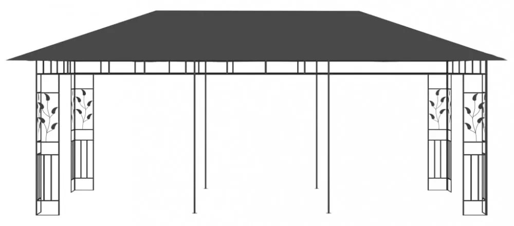 antracitszürke pavilon szúnyoghálóval 6 x 3 x 2,73 m