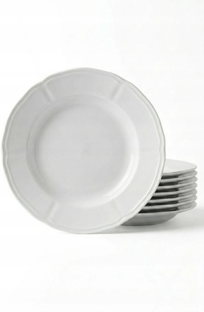 6 db 27 cm-es fehér porcelán étkészlet második fogáshoz Outlet