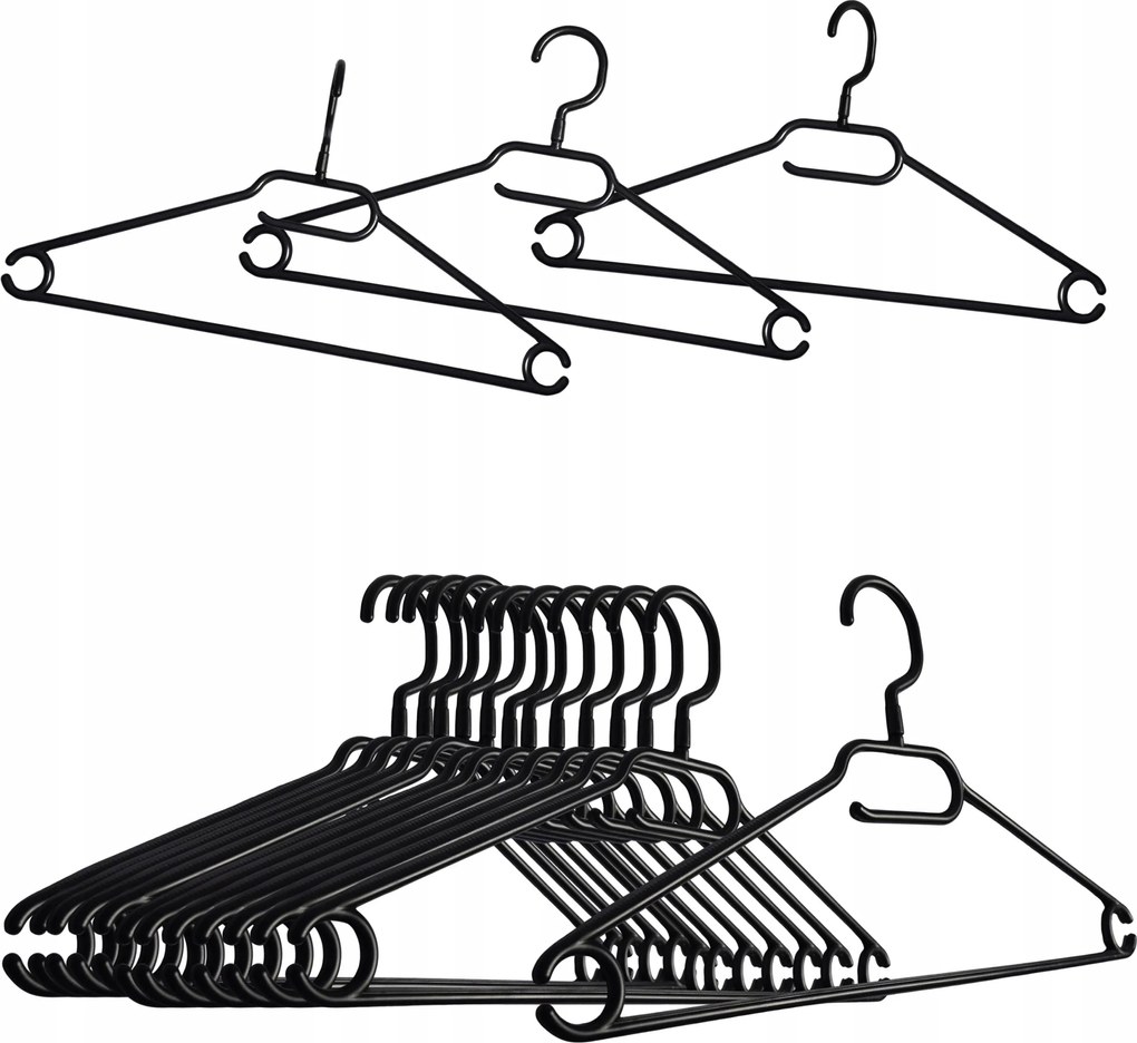Ruhaakasztók 100 Db Műanyag Fekete Univerzális Forgatható