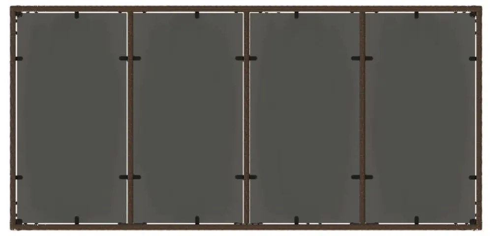 barna polyrattan üveglapos kerti asztal 190 x 90 x 75 cm