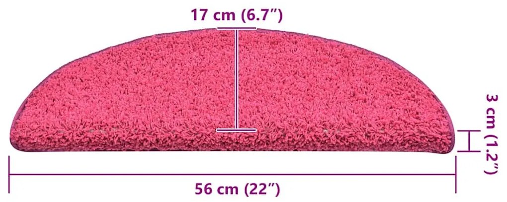 30 db rózsaszín félkör alakú lépcsőszőnyeg 56 x 17 x 3 cm