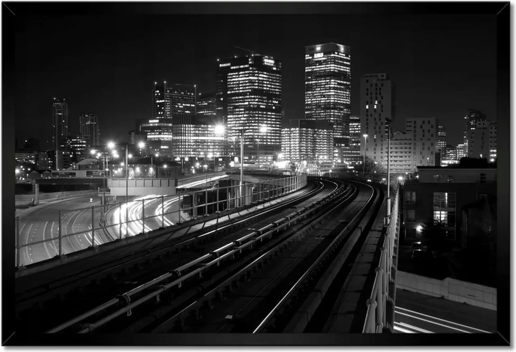 Poszter keretben 60x40 Felhőkarcolók Fekete-fehér