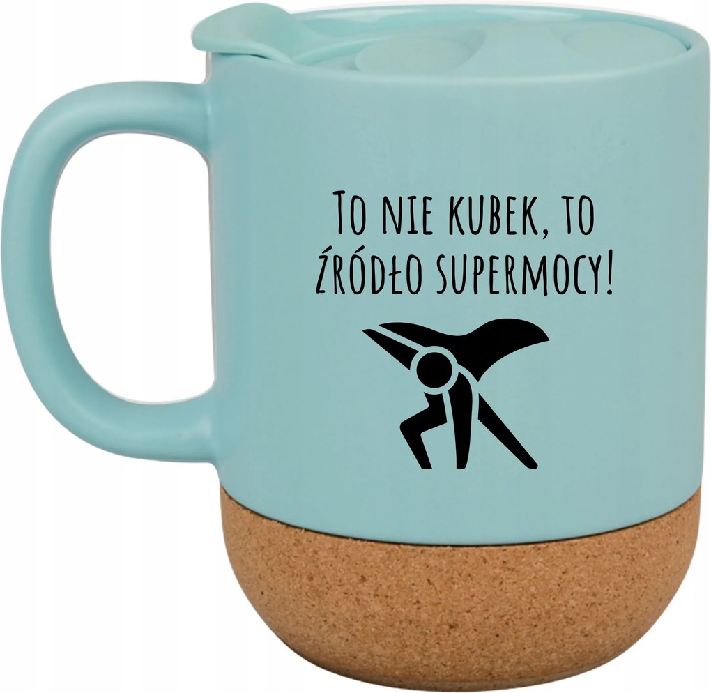 Kék Bögre Fedéllel És Parafa Aljjal Ajándék Szupererő Forrás