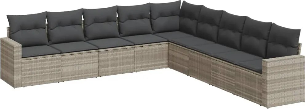 vidaXL 9 részes világosszürke polyrattan kerti ülőgarnitúra párnával