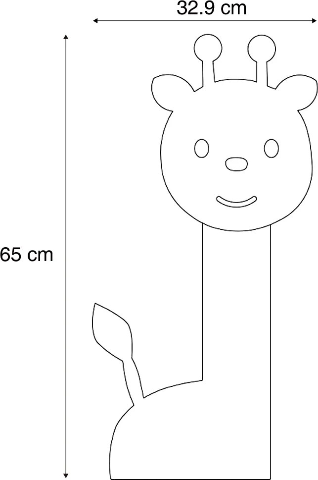 Gyerek fali lámpa narancssárga LED-del, 3 fokozatban dimmelhető - Gigi a Zsiráf