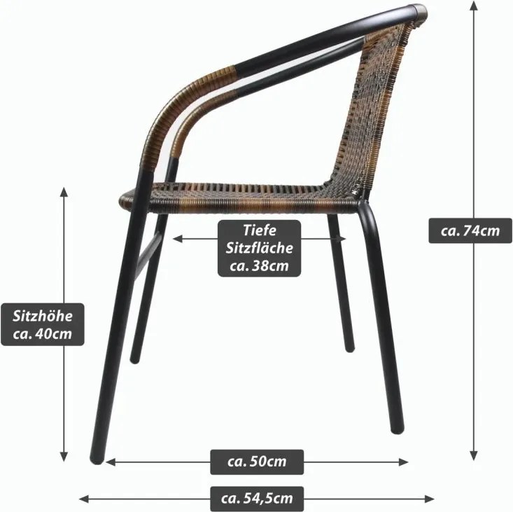 Kerti bisztró szék szett egymásra rakható 2 db barna