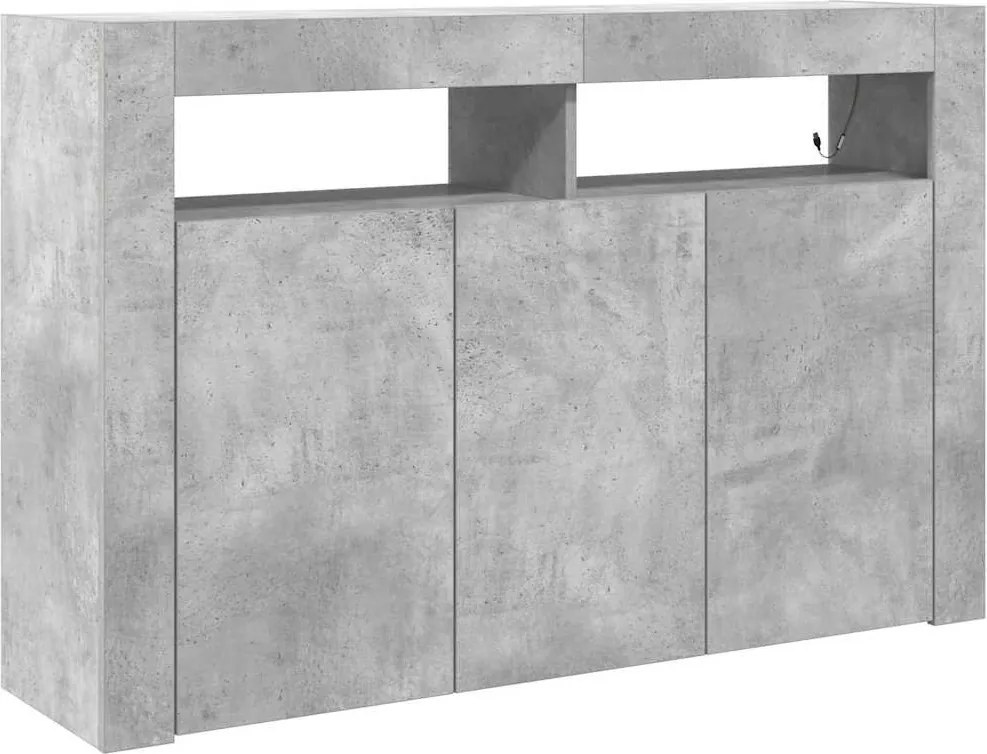 vidaXL Széf LED -es lámpákkal Beton Szürke 116 x 30 x 75 cm Faanyag