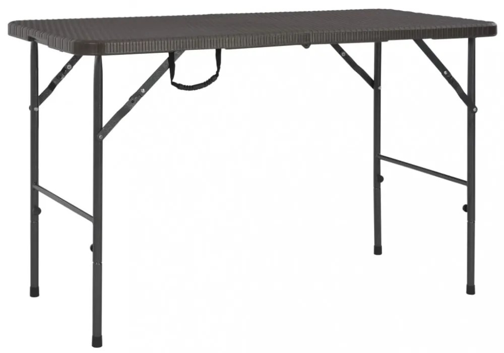 barna rattan hatású HDPE összecsukható kerti asztal 120x60x74cm