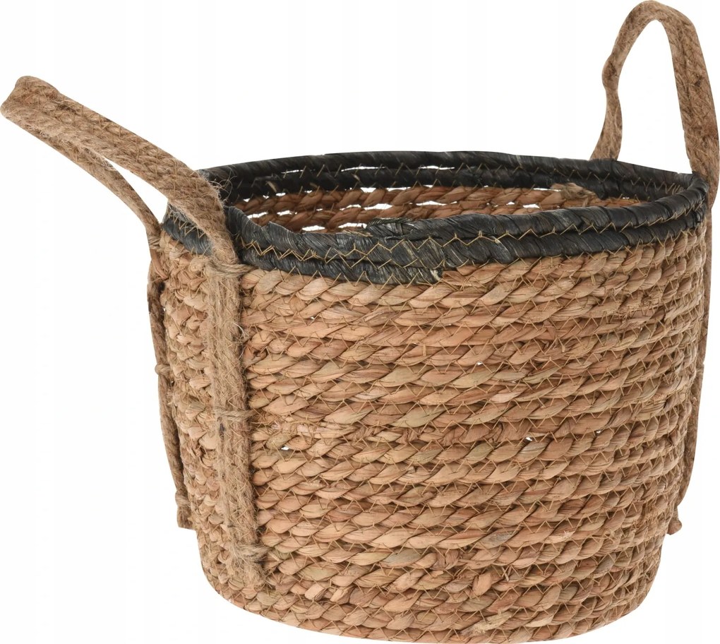 Tengerifű kosár Rona (33x33x27cm) nagy, natúr/fekete