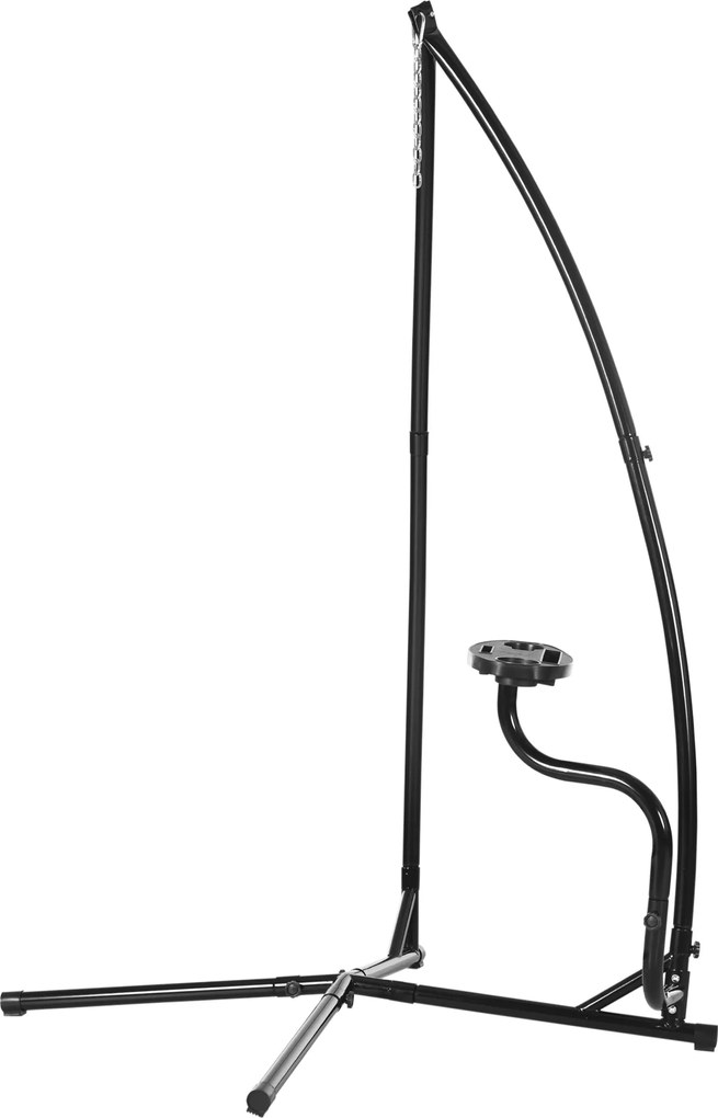 Outsunny Függő Szék Tartó 190 cm Lengő Katalógus Oldaltáblával, Max. 120 kg Fém Szerkezet Teraszra és Kertbe Fekete | Aosom