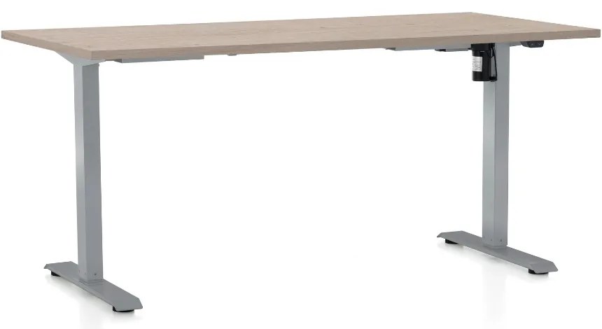 Állítható magasságú asztal OfficeTech A, 160 x 80 cm, szürke alap, tölgy