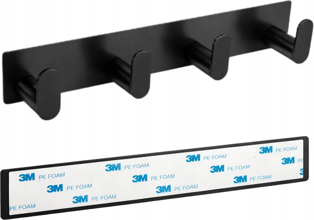 Fürdőszobai négyszögletes törölközőtartó fekete rozsdamentes acél Borg Hygiene