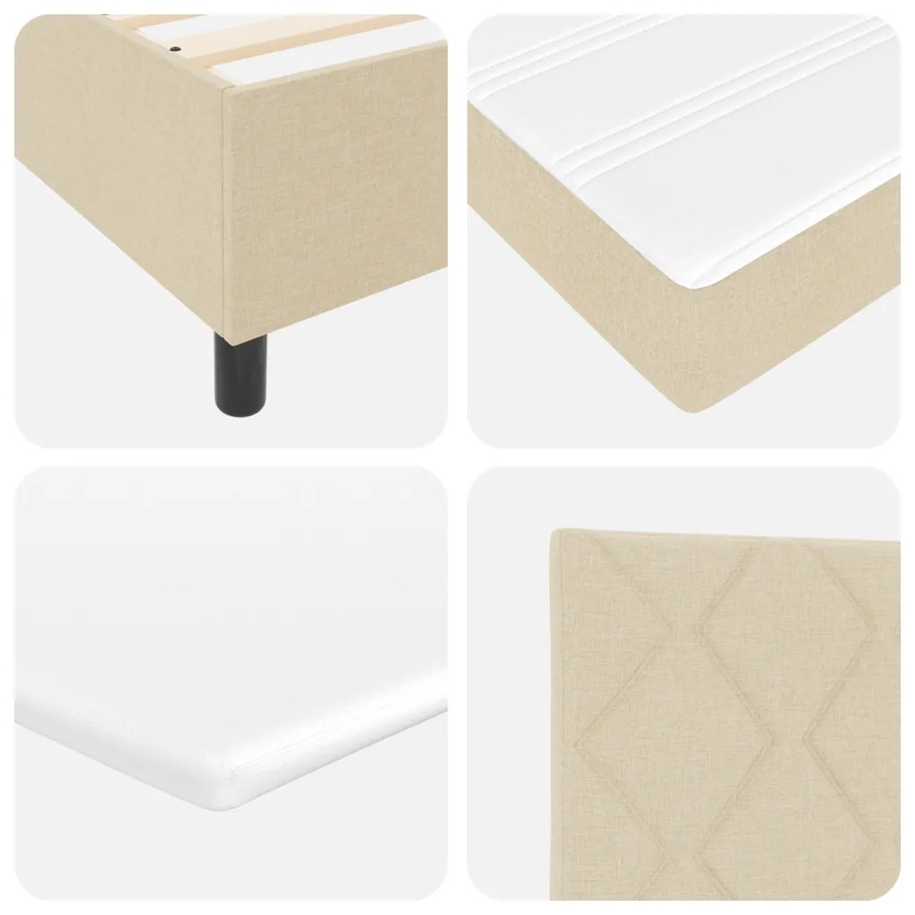 Boxspring Ágy Mattal és LED Fényekkel Krém 100x200 cm Szövet