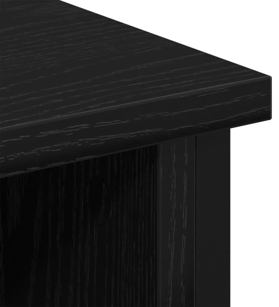 TV szekrény Fekete tölgy 100x35x45 cm Fának készült és acél