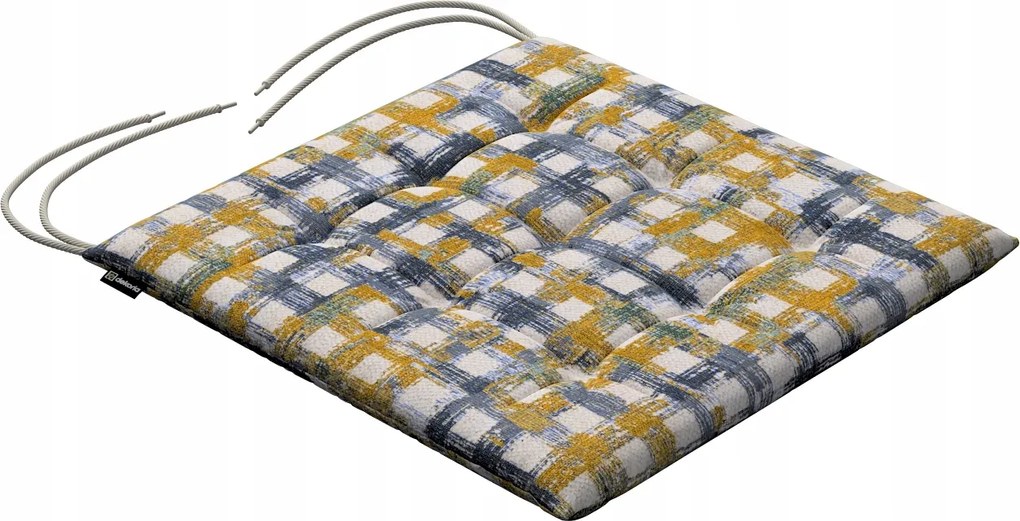 Károly székpárna 40x40 kék-sárga kockás