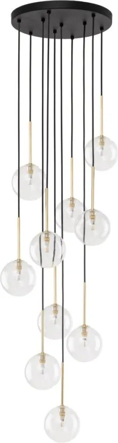 TK LIGHTING 5944 NILOS Többágú Függesztett Lámpa Fekete, Átlátszó, Arany G9 IP20