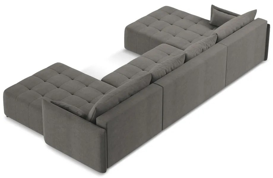 Sötétszürke kinyitható-tárolóhelyes (U alakú) sarokkanapé Moku – Makamii