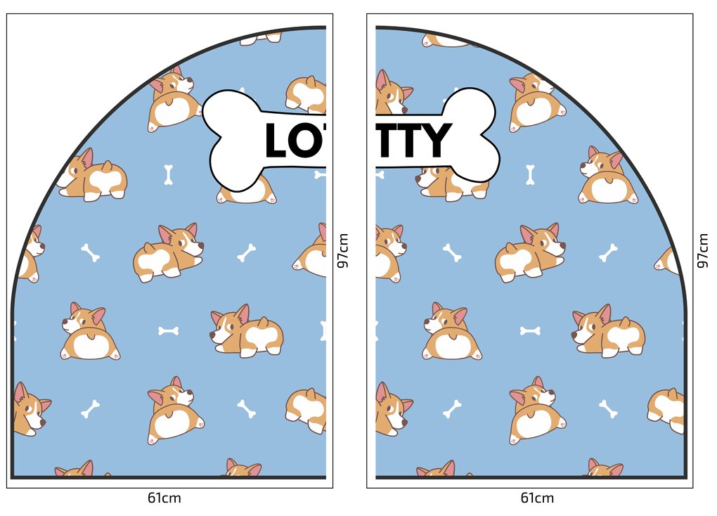 PIPPER. Védő textil falmatrica – Ív – Corgi Méret: 83x60cm, Indíték: névvel
