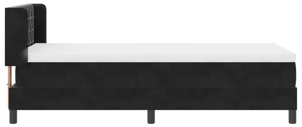 Boxspring Ágy Matrac Vele Fekete 100x200 cm Bársonyos