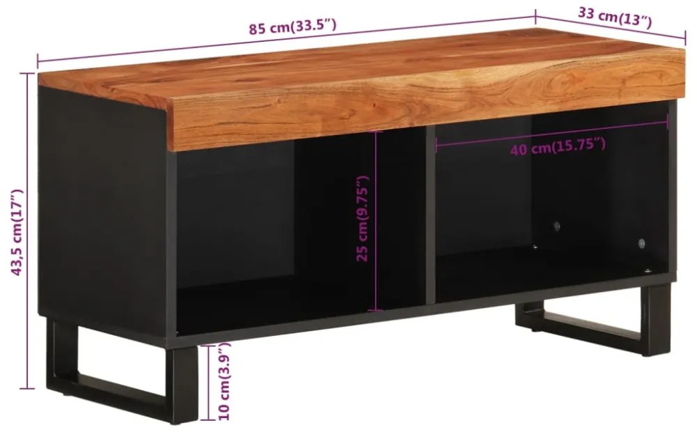 tömör akácfa TV-szekrény 85 x 33 x 43,5 cm