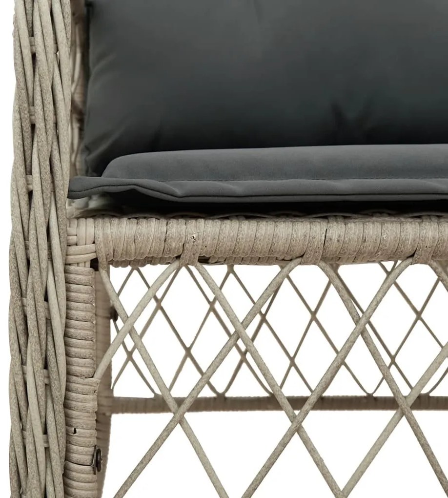 3 részes világosszürke polyrattan bisztrógarnitúra párnákkal