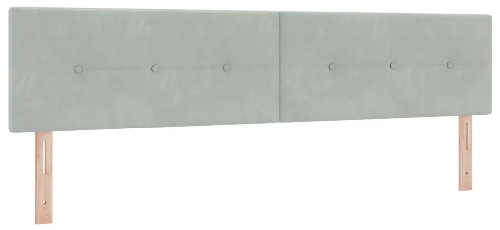 Boxspring Ágy Matraccal Világosszürke 200x200 cm Bársony