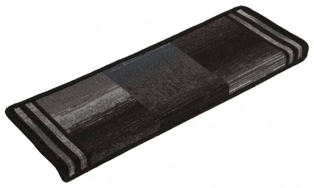 15 db fekete-szürke öntapadó lépcsőszőnyeg 65x21x4 cm