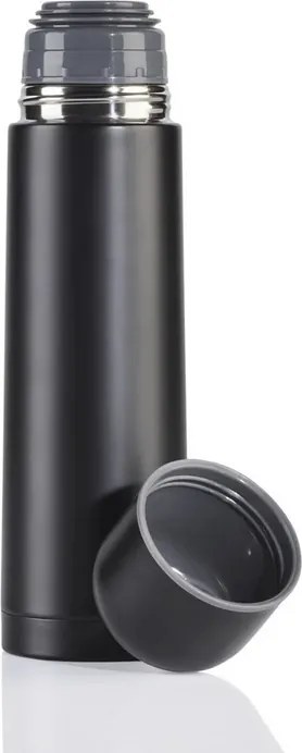 Livarno rozsdamentes acél termosz 480 ml bögrével, fekete