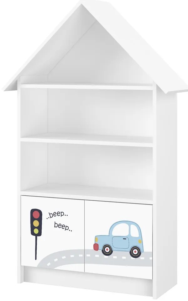 Fából készült könyvespolc/játékszekrény Baby Boo Little House, fehér