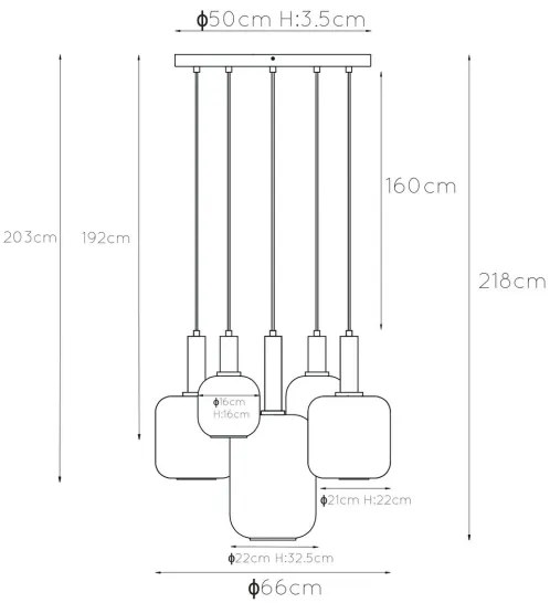 Lucide 45494/15/65 - Csillár zsinóron JOANET 5xE27/40W/230V