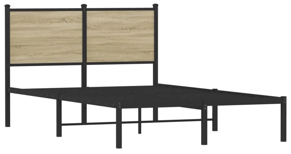 sonoma tölgy színű fém ágykeret matrac nélkül 120 x 200 cm