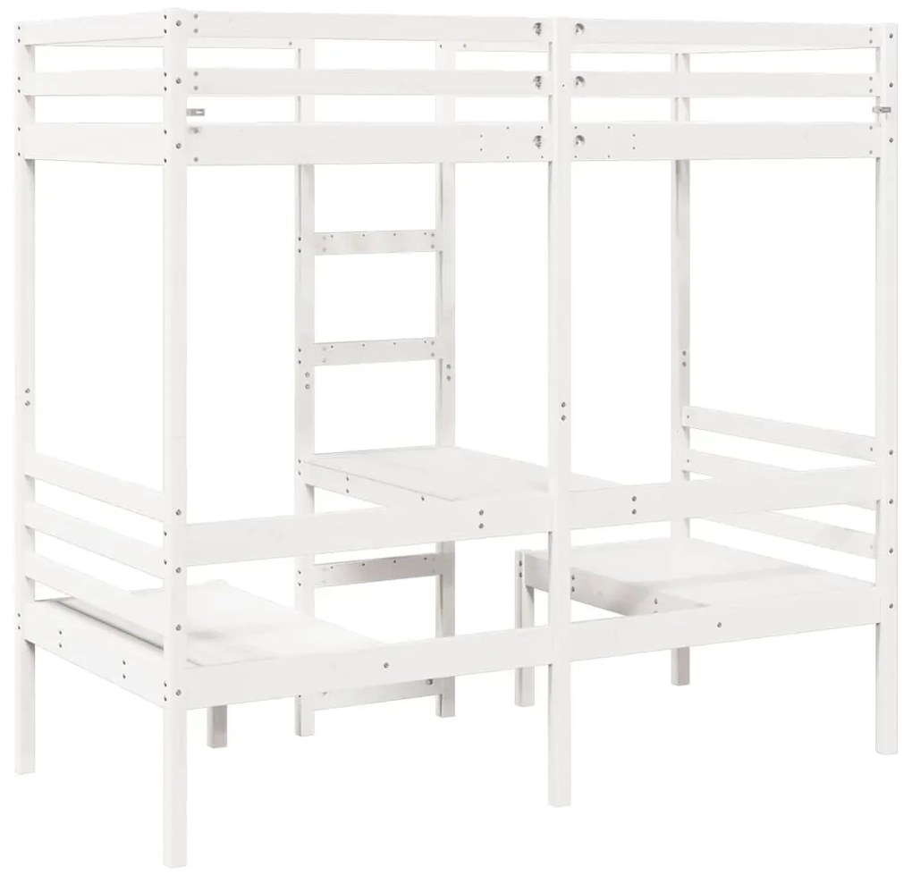 fehér fenyő galériaágy-keret asztallal és székekkel 80 x 200 cm