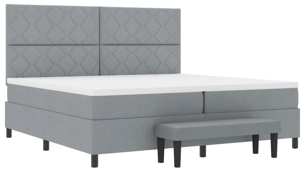 Box Spring Ágy Matraccal és PadVilágosszürke 200x200 cm Szövet