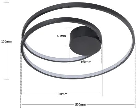 Brilagi- LED dimmelhető mennyezeti lámpa TWISTER LED/48W/230V Ø 50 cm fekete +távirányító