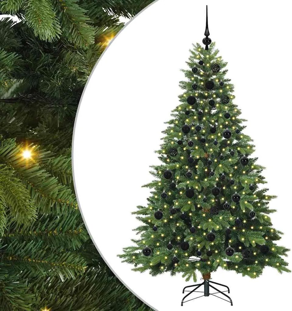 vidaXL Mű karácsonyfa 300 LED-del állvánnyal Zöld 180 cm PE és PVC
