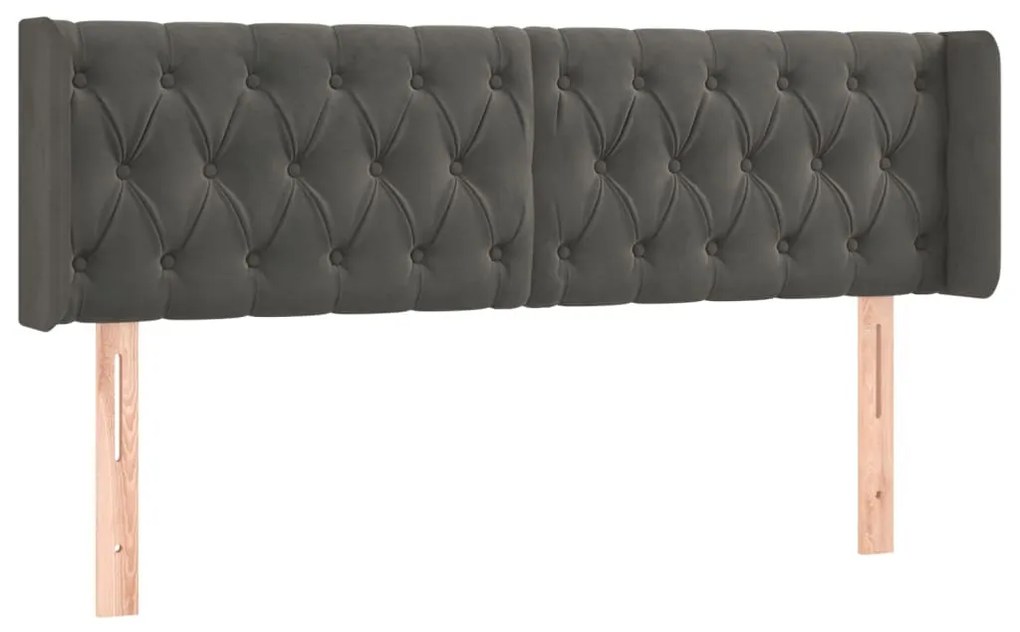 sötétszürke bársony LED-es fejtámla 147 x 16 x 78/88 cm