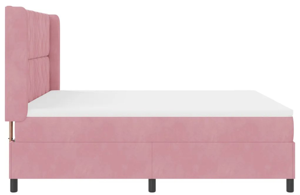 Boxspring Ágy Matrac & LED Rózsaszín 180x200 cm Bársony