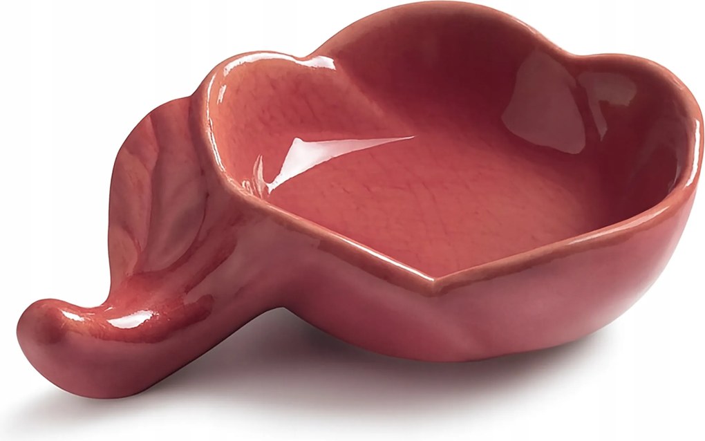 Gyertyatartó Kerámia Málnalevél Piros Tealight 4cm Tál