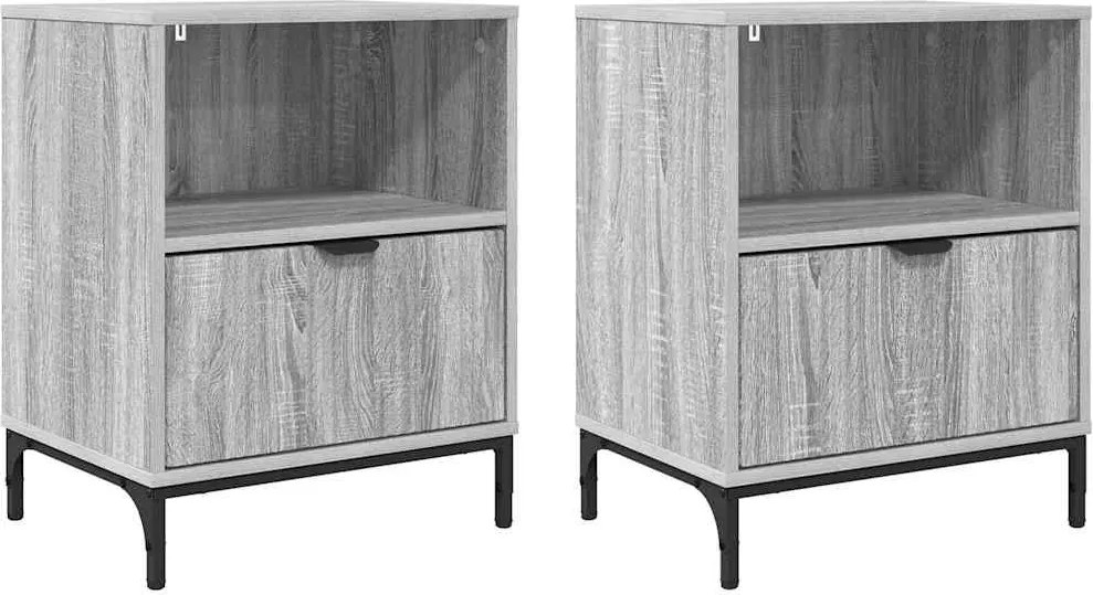 vidaXL Éjjeliszekrény 2 pcs Szürke sonoma 49 x 36 x 61 cm Faanyag
