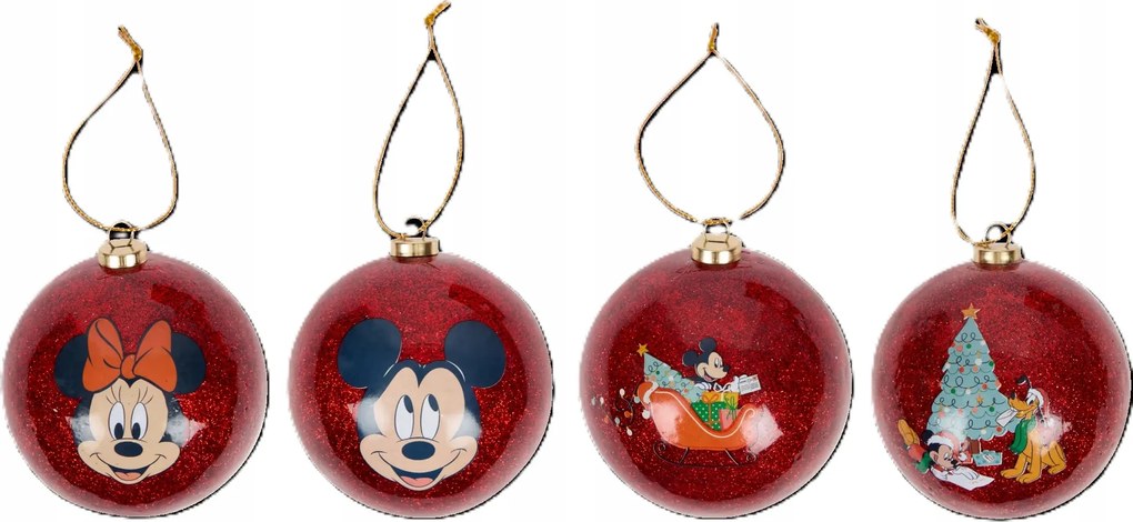 Disney Mickey karácsonyfadísz 4 db-os 7,5 cm