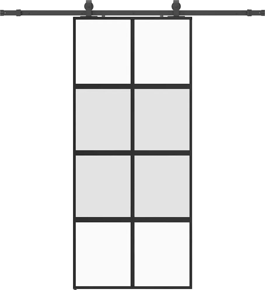 vidaXL fekete edzett üveg tolóajtó fémszerelék szettel 90x205 cm