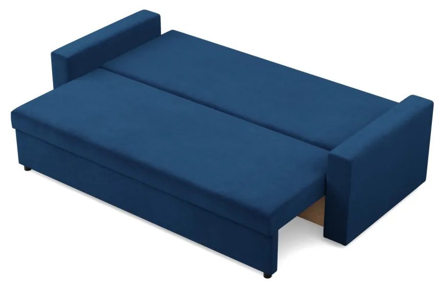 Zeus kanapéágy, bársony, bonell töltet, egyenes kartámasz, kék