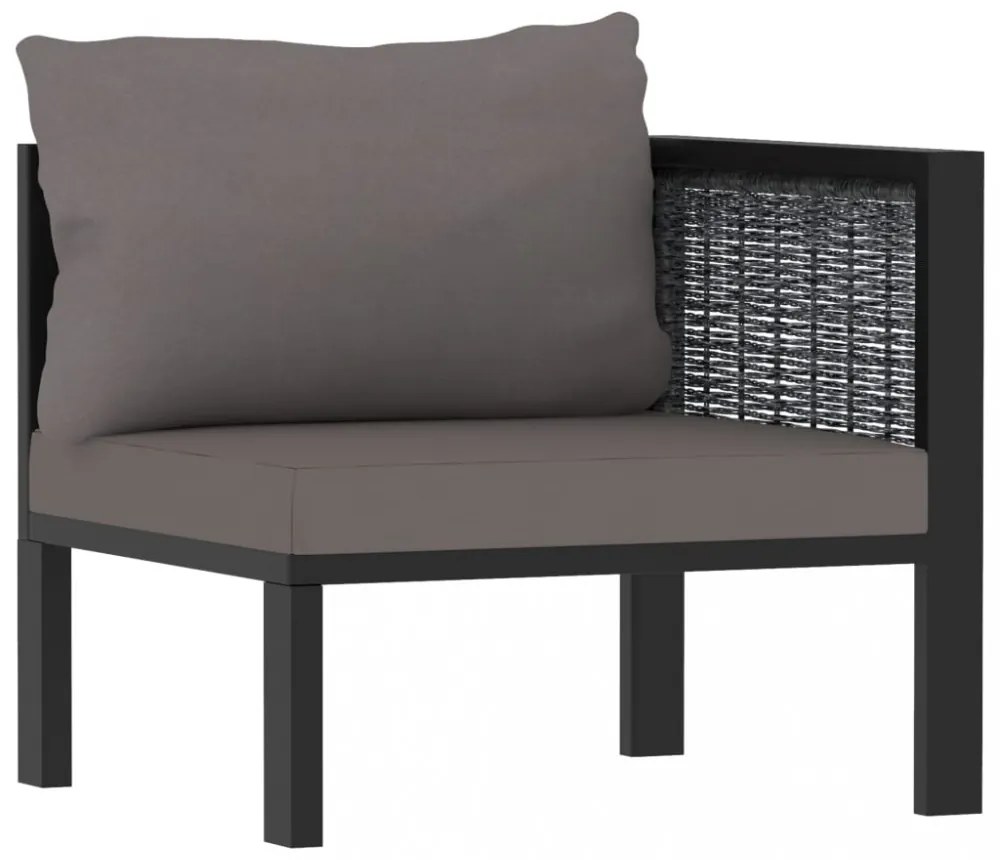 9 részes antracitszürke kerti polyrattan ülőgarnitúra párnákkal