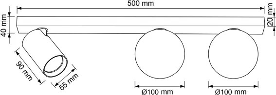 Brilagi - SELE BALL spotlámpa 1xGU10/30W/230V + 2xG9/10W fekete