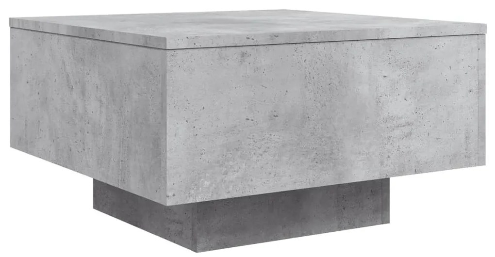 Betonszürke dohányzóasztal LED-lámpákkal 55 x 55 x 31 cm