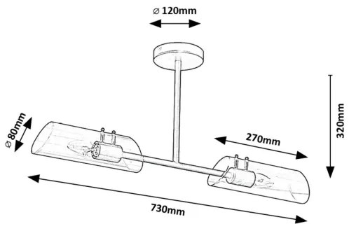 Rabalux 75028 - Fürdőszobai csillár rúdon TEODORO 2xE14/12W/230V IP44 fekete