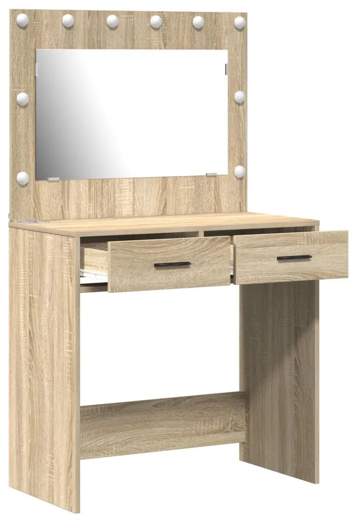 LED világítású öltözőasztal Sonoma tölgy 78.5 x 41 x 135 cm