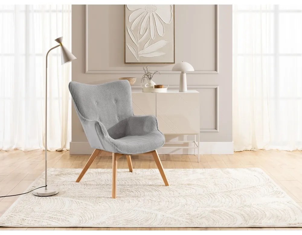 Szürke kordbársony fotel Niko – Ropez