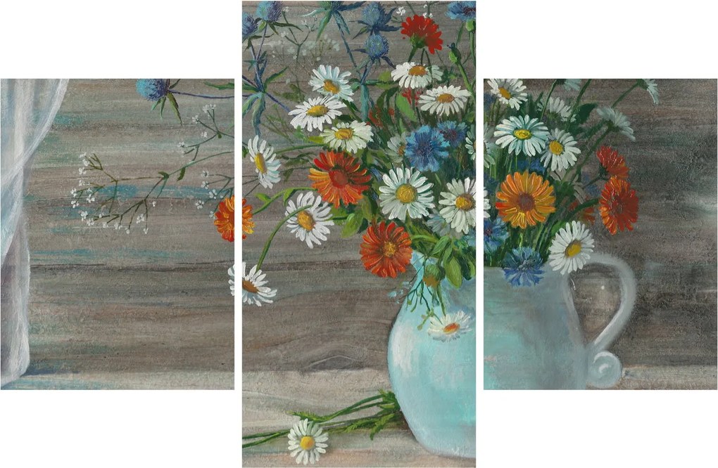 Kép - réti virágok, olajfestmény (90x60 cm)